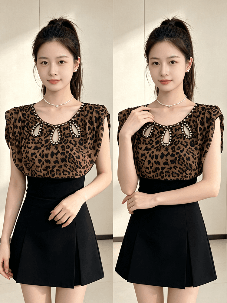 여름 라운드 넥 홀로우 아웃 디자인 못 훈련 고급 센스 맨위 여성 가스 질감 당겨서 전체 다용도 몸매 가꾸기 슬림해 보이는 작은 셔츠 t 상세 이미지 11