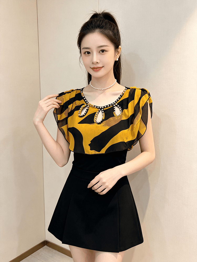 여름 라운드 넥 홀로우 아웃 디자인 못 훈련 고급 센스 맨위 여성 가스 질감 당겨서 전체 다용도 몸매 가꾸기 슬림해 보이는 작은 셔츠 t 상세 이미지 14