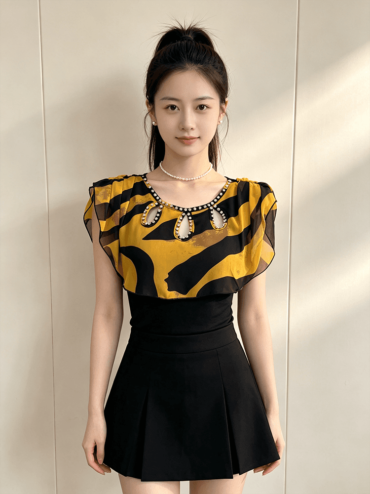 여름 라운드 넥 홀로우 아웃 디자인 못 훈련 고급 센스 맨위 여성 가스 질감 당겨서 전체 다용도 몸매 가꾸기 슬림해 보이는 작은 셔츠 t 상세 이미지 19