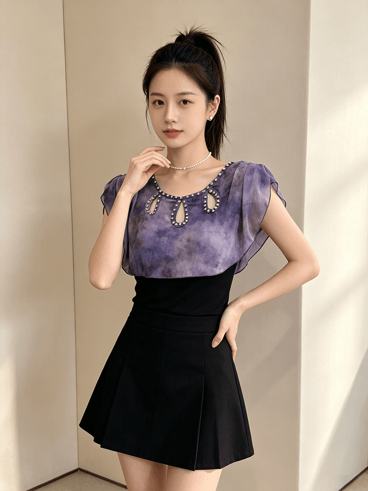 분위기 센스 헤일로 염색 무거운 작업 다이아몬드 세팅 디자인 홀로우 아웃 라운드 넥 맨위 여성 다용도 몸매 가꾸기 슬림해 보이는 품격 일상 착용 가져 가라. 상세 이미지 4