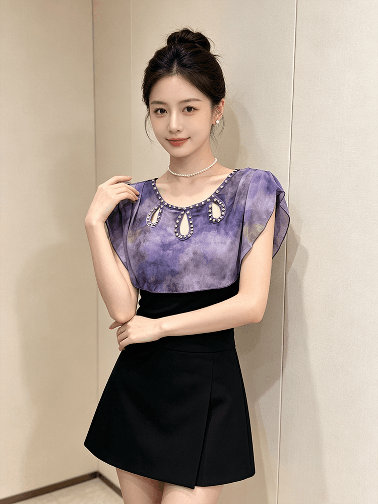 분위기 센스 헤일로 염색 무거운 작업 다이아몬드 세팅 디자인 홀로우 아웃 라운드 넥 맨위 여성 다용도 몸매 가꾸기 슬림해 보이는 품격 일상 착용 가져 가라. 상세 이미지 7