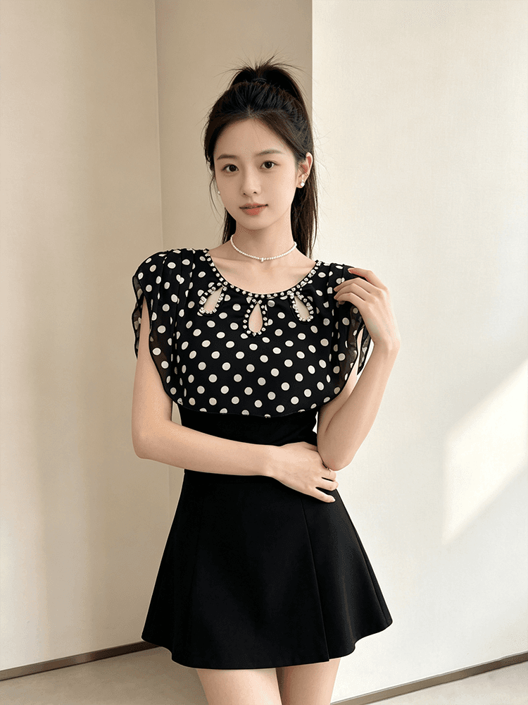 분위기 센스 헤일로 염색 무거운 작업 다이아몬드 세팅 디자인 홀로우 아웃 라운드 넥 맨위 여성 다용도 몸매 가꾸기 슬림해 보이는 품격 일상 착용 가져 가라. 상세 이미지 8