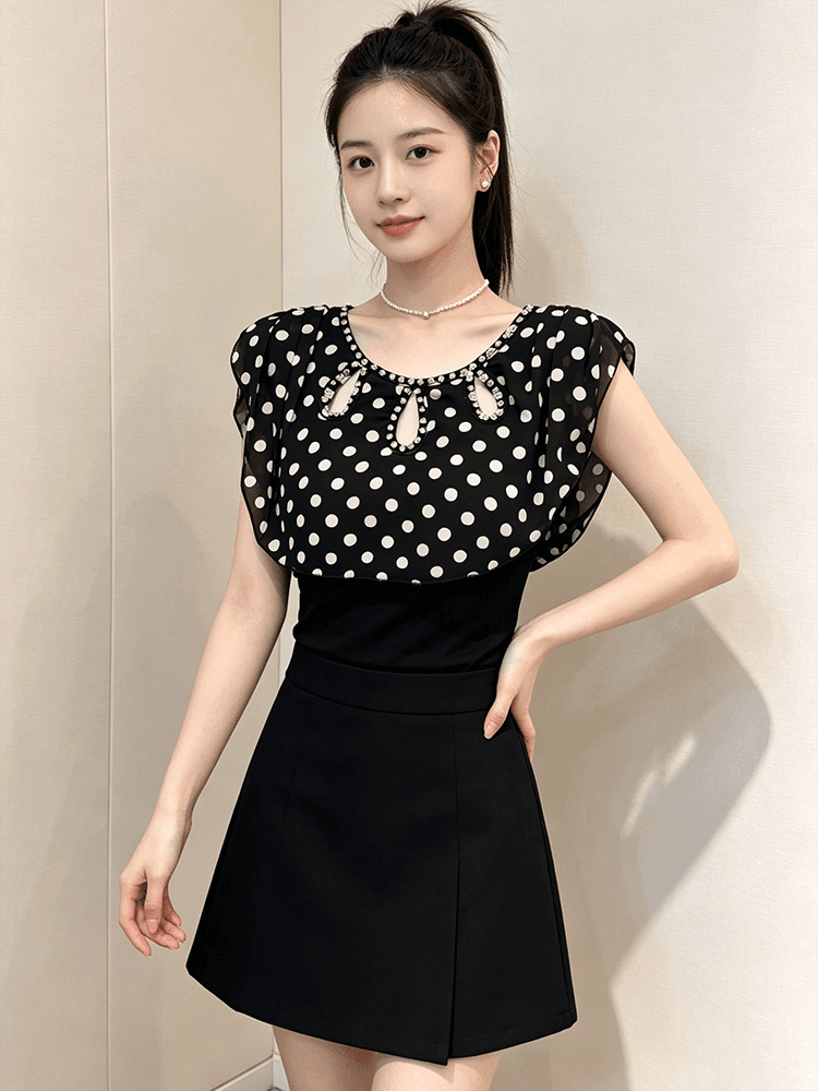 분위기 센스 헤일로 염색 무거운 작업 다이아몬드 세팅 디자인 홀로우 아웃 라운드 넥 맨위 여성 다용도 몸매 가꾸기 슬림해 보이는 품격 일상 착용 가져 가라. 상세 이미지 9