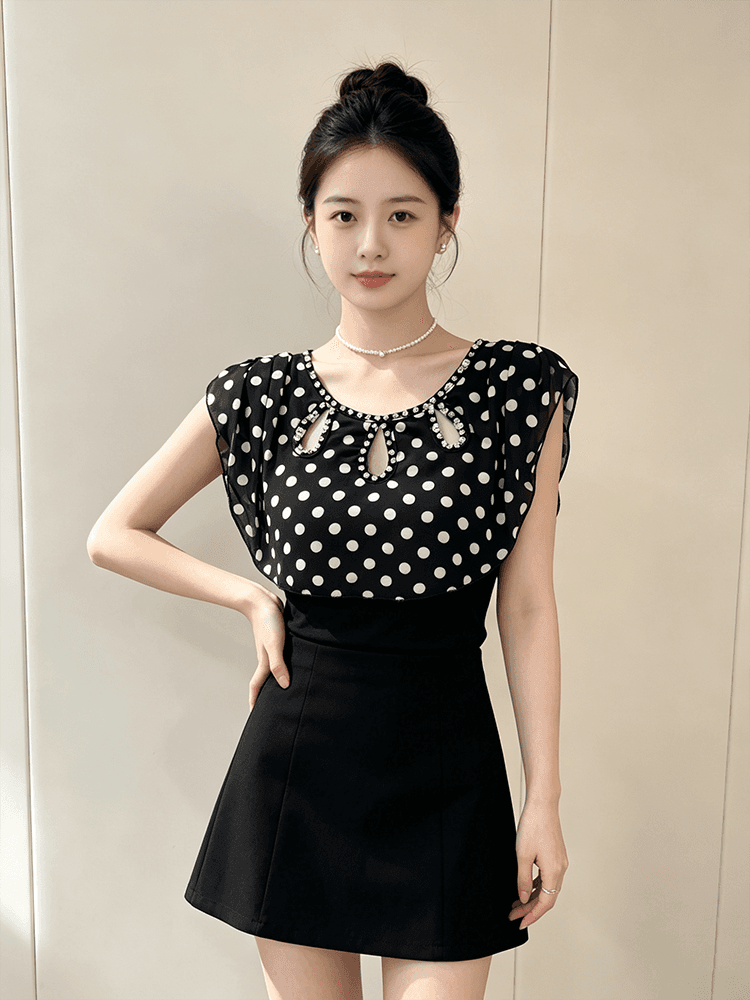 분위기 센스 헤일로 염색 무거운 작업 다이아몬드 세팅 디자인 홀로우 아웃 라운드 넥 맨위 여성 다용도 몸매 가꾸기 슬림해 보이는 품격 일상 착용 가져 가라. 상세 이미지 10
