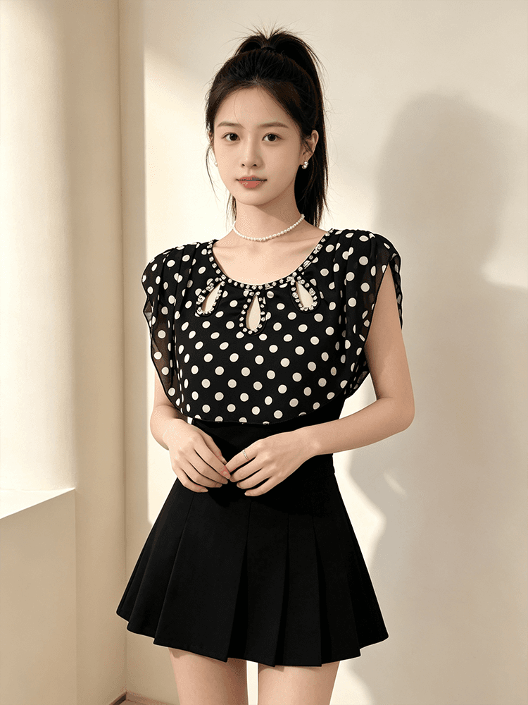 분위기 센스 헤일로 염색 무거운 작업 다이아몬드 세팅 디자인 홀로우 아웃 라운드 넥 맨위 여성 다용도 몸매 가꾸기 슬림해 보이는 품격 일상 착용 가져 가라. 상세 이미지 13
