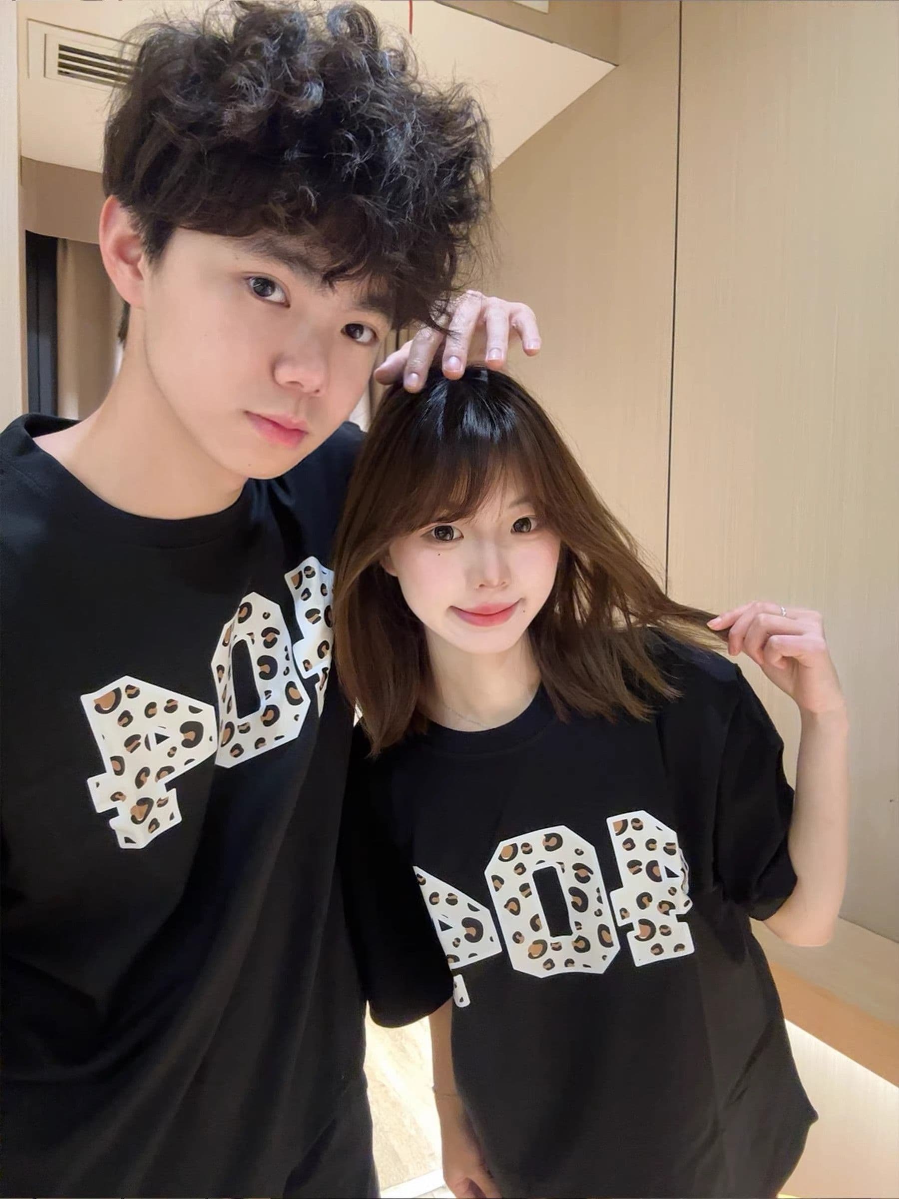 빗질하다 순면 닫기 국가 조수 브랜드 검정색 레오파드 무늬 숫자 프린트 반팔 여름 루즈핏 커플 다용도 맨위 상세 이미지 6