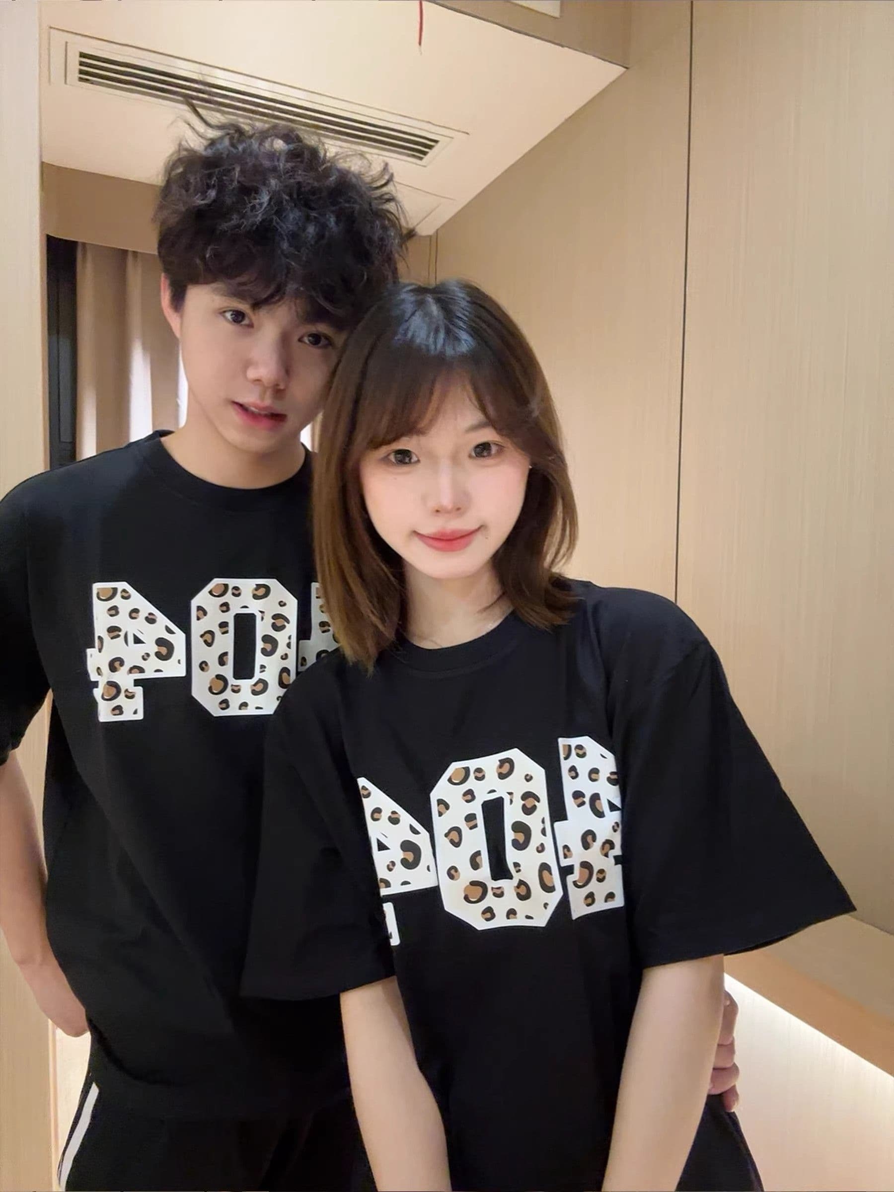 빗질하다 순면 닫기 국가 조수 브랜드 검정색 레오파드 무늬 숫자 프린트 반팔 여름 루즈핏 커플 다용도 맨위 상세 이미지 7