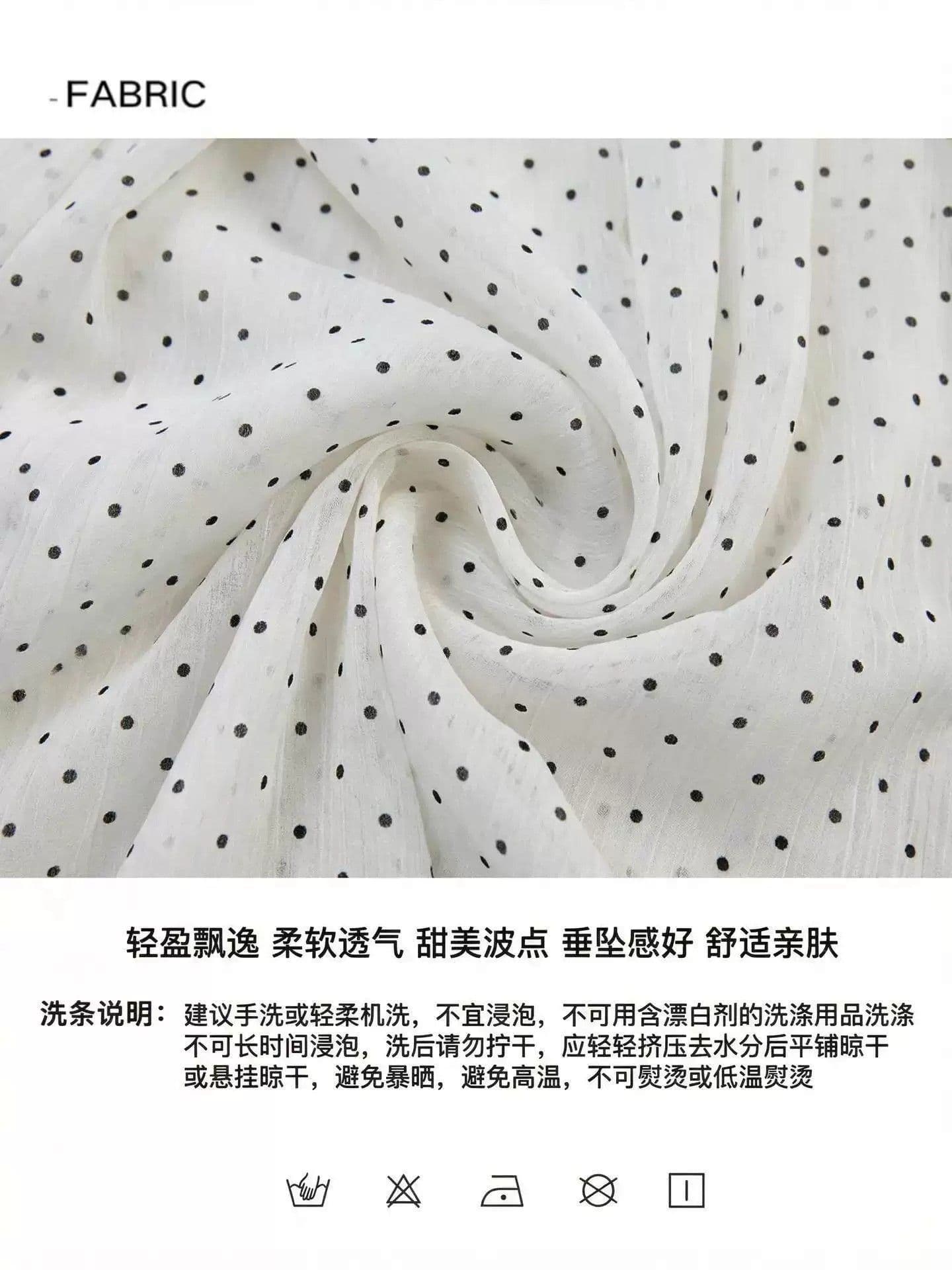 한 부서 망사 도트 무늬 반신 롱 스커트 여성 여름 새로운 품격 쉬폰 한 마디 우산 치마 아름다운 퍼프 빅 플레어 스커트 상세 이미지 4