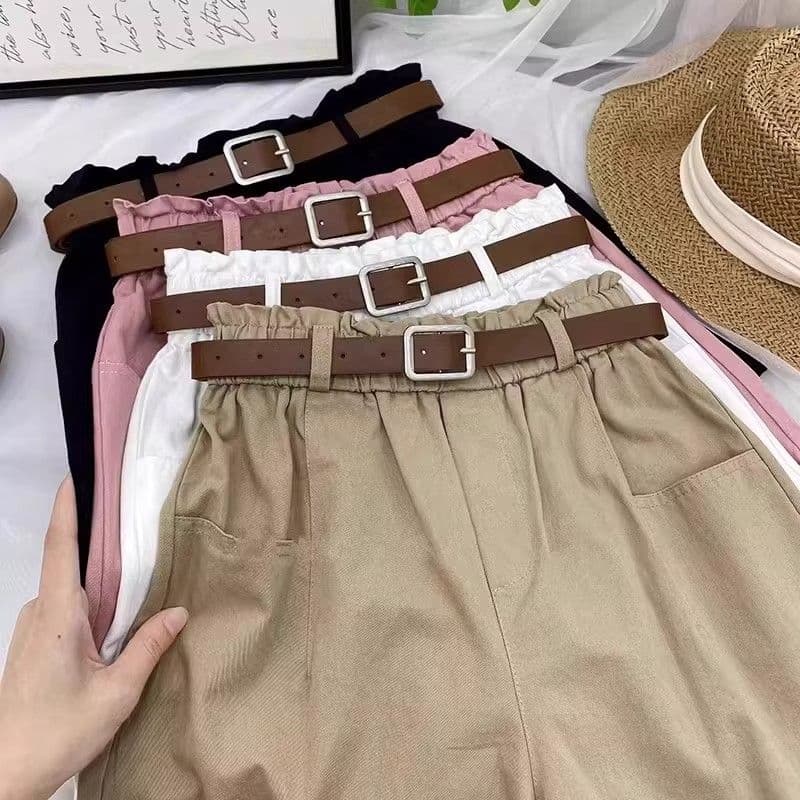 순면 하이웨이스트 워크웨어 반바지 여름 얇은 스타일 한 부서 다용도 꽃밭 볼륨 측면 작은 키 캐주얼 한 마디 와이드 레그 팬츠 상세 이미지 8