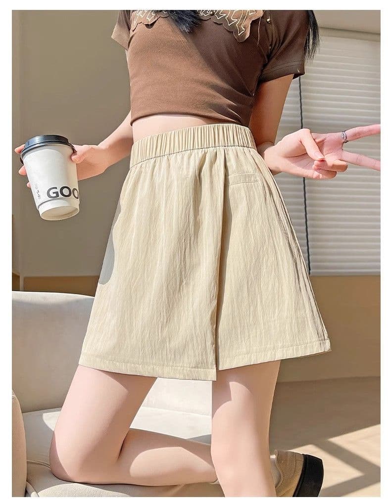 야마모토 워크웨어 치마바지 여성 여름 얇은 스타일 2026 새로운 캐주얼 넓은 다리 오부 바지 외출용 얼음 실크 운동 반바지 상세 이미지 18