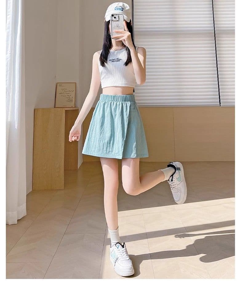 야마모토 워크웨어 치마바지 여성 여름 얇은 스타일 2026 새로운 캐주얼 넓은 다리 오부 바지 외출용 얼음 실크 운동 반바지 상세 이미지 27