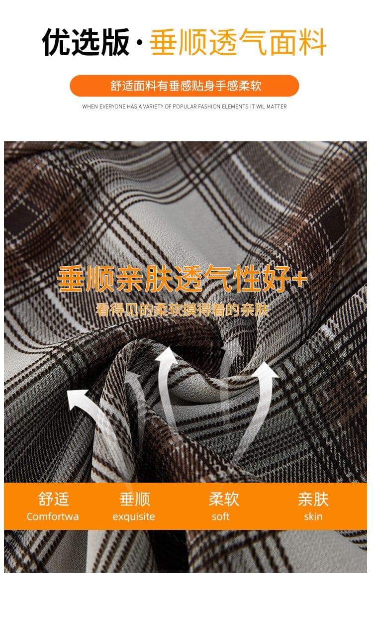 불규칙 체크무늬 반신 스커트 여성 여름 얇은 스타일 한 마디 표지 넓적 다리 슬림해 보이는 중간 길이 큰 진자 우산 치마 상세 이미지 16