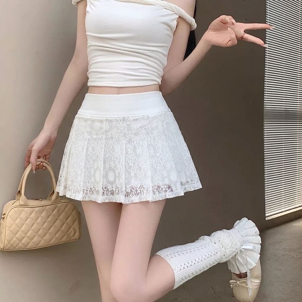 2026 여름 새로운 초단 미니 치마바지 다용도 레이스 플리츠 스커트 섹시함 반신 스커트 패션 한 마디 치마 상세 이미지 2