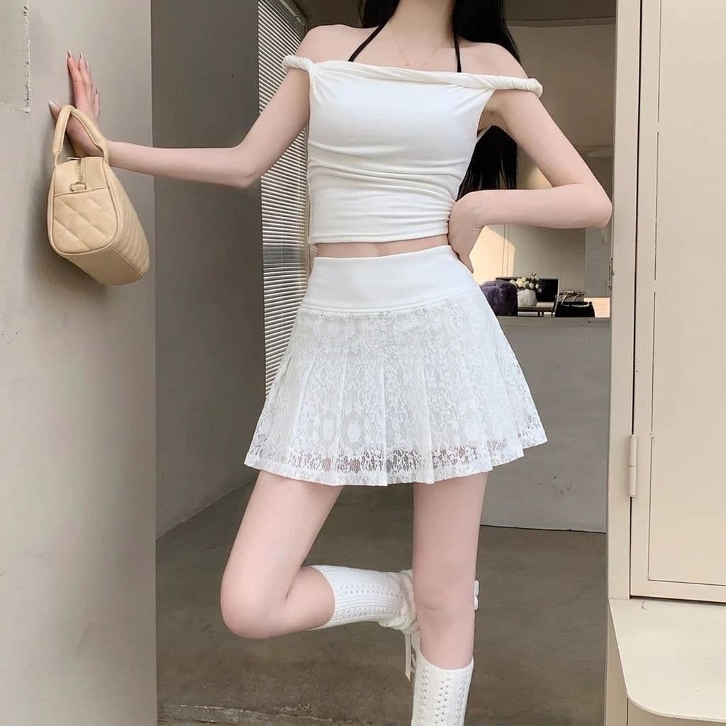 2026 여름 새로운 초단 미니 치마바지 다용도 레이스 플리츠 스커트 섹시함 반신 스커트 패션 한 마디 치마 상세 이미지 5