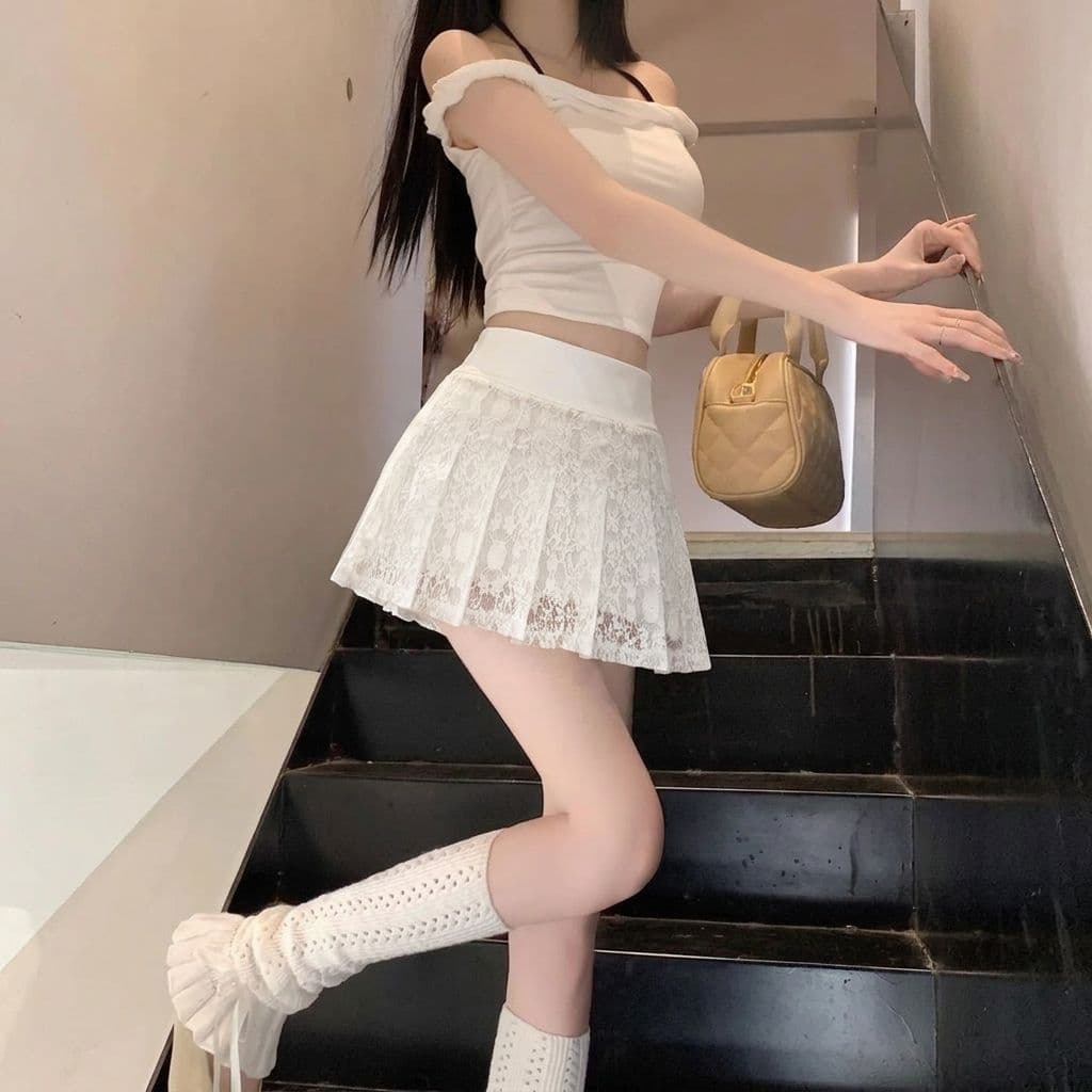 2026 여름 새로운 초단 미니 치마바지 다용도 레이스 플리츠 스커트 섹시함 반신 스커트 패션 한 마디 치마 상세 이미지 8