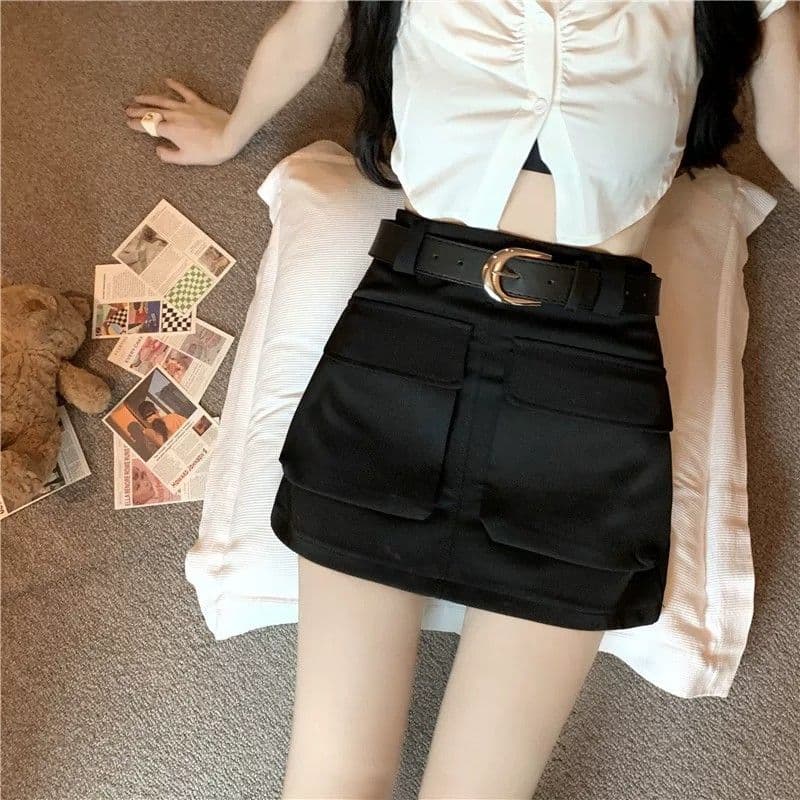 레트로 디자인 센스 작은 대중 개성 워크웨어 하이웨이스트 슬림해 보이는 스트레이트 타이트 스커트 미니 스커트 여성 작은 키 반신 스커트 여름 이미지 3