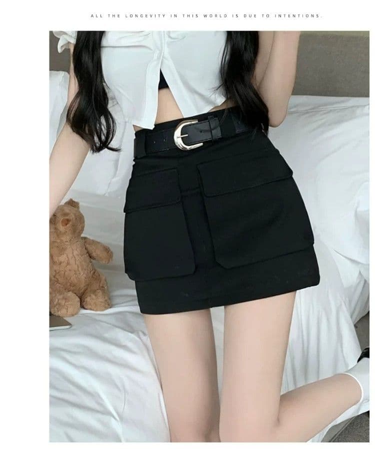 레트로 디자인 센스 작은 대중 개성 워크웨어 하이웨이스트 슬림해 보이는 스트레이트 타이트 스커트 미니 스커트 여성 작은 키 반신 스커트 여름 상세 이미지 6