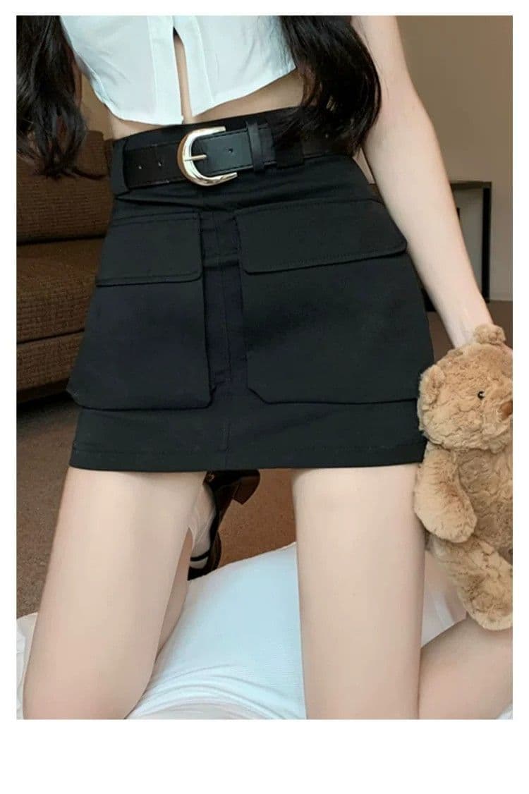 레트로 디자인 센스 작은 대중 개성 워크웨어 하이웨이스트 슬림해 보이는 스트레이트 타이트 스커트 미니 스커트 여성 작은 키 반신 스커트 여름 상세 이미지 9