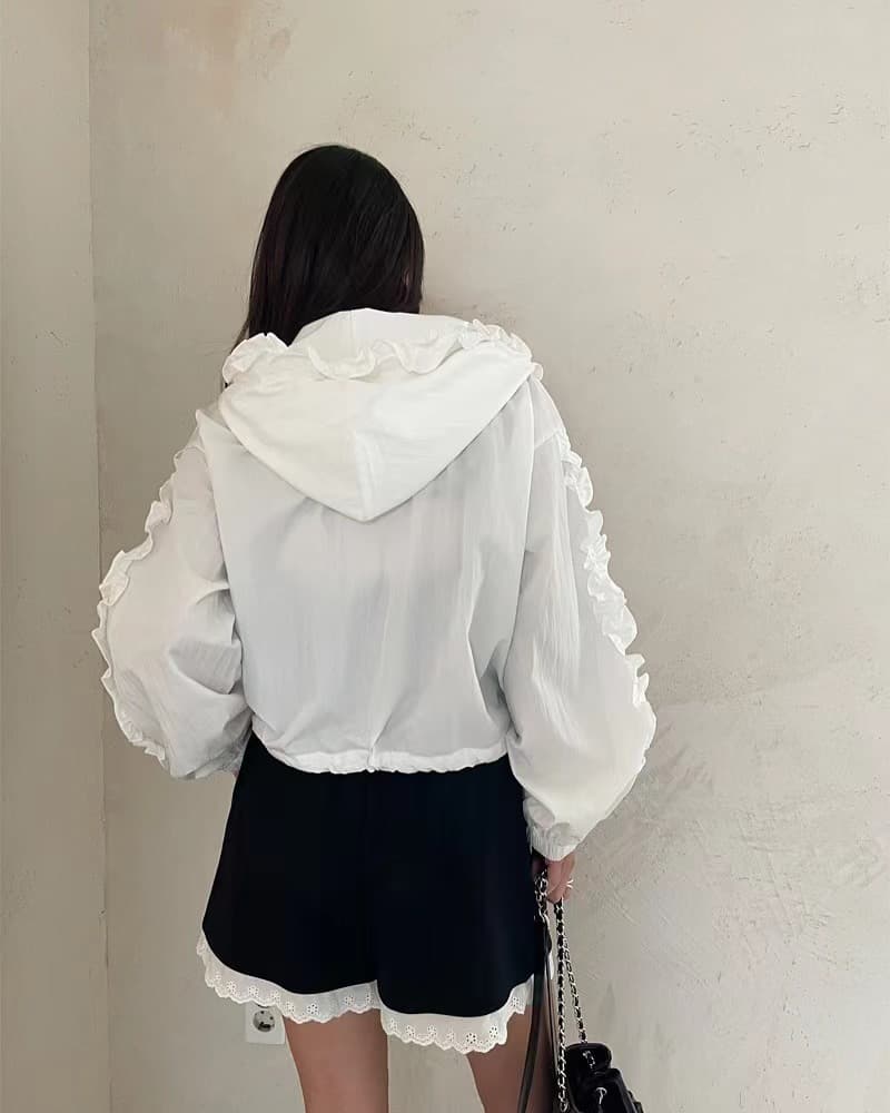 있음 밖으로 2026 봄 여름 패션 ins 트렌디 레이스 프릴 레이스 패치워크 자외선 차단 긴팔 얇은 여성 코트 상세 이미지 6