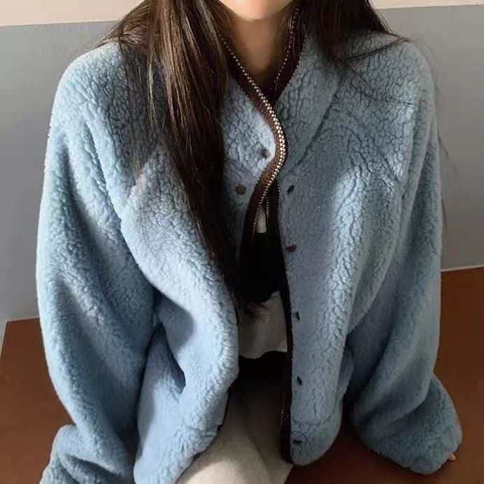 재고 있음 2026 새로운 한국 스타일 양털 두꺼운 면 옷 재킷 상세 이미지 1