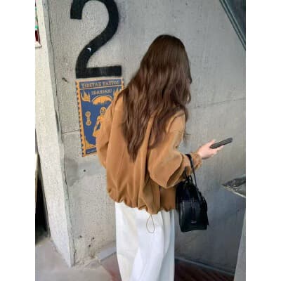 있음 밖으로 2026 한국 스타일 ins 바람 아름다움 라드. 잘 생긴 스웨이드 원단 루즈핏 재킷 재킷 상세 이미지 1