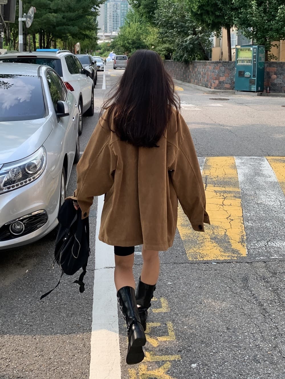 재고 있음 chic 한국 레트로 다용도 루즈핏 에디션 스웨이드 원단 재킷 재킷 상세 이미지 3