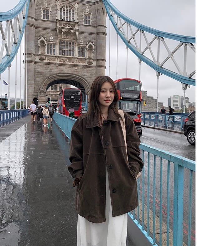 재고 있음 chic 한국 레트로 다용도 루즈핏 에디션 스웨이드 원단 재킷 재킷 상세 이미지 10