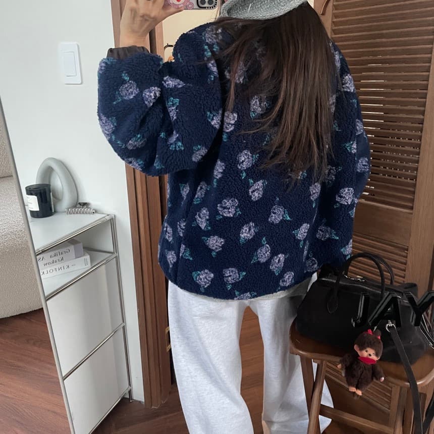 재고 있음 패치워크 색상 꽃무늬 양털 솜을 넣은 재킷 상세 이미지 8