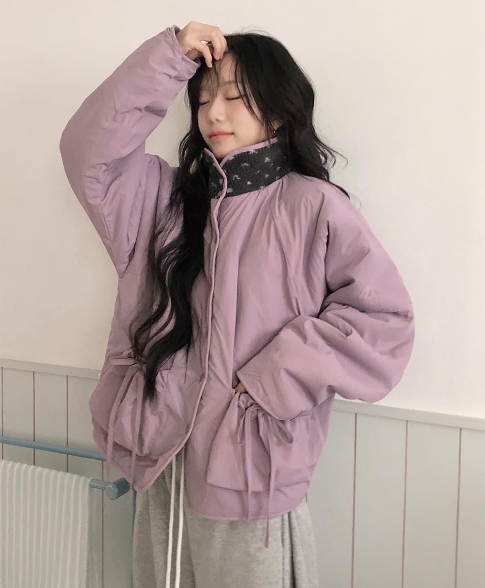 있음 선적 chic 하트 레트로 양털 플리스 양성 및 음성 둘 착용 면 의류 여성 코트 이미지 4