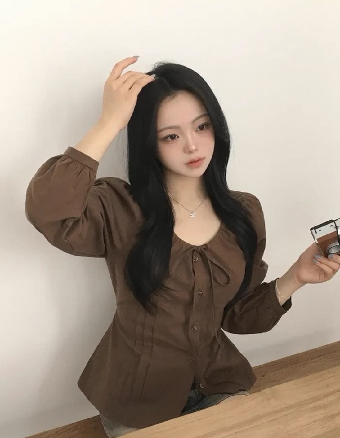 있음 밖으로 2026 새로운 한국 스타일 다용도 레이스업 허리 수축 셔츠 여성 상세 이미지 12