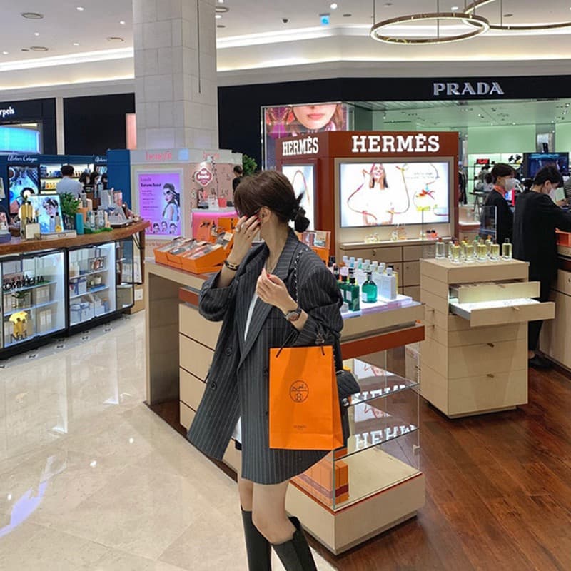 있음 밖으로 한국 ins 고급 센스 세로 줄무늬 루즈핏 세련된 블레이저 벨트 포함 이미지 3