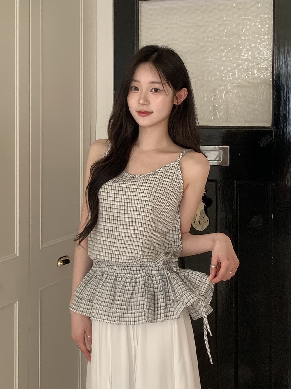 있음 밖으로 한국 chic 여름 새로운 프랑스식 디자인 센스 프릴 펌프 로프 스트랩 행침 셔츠 이미지 4