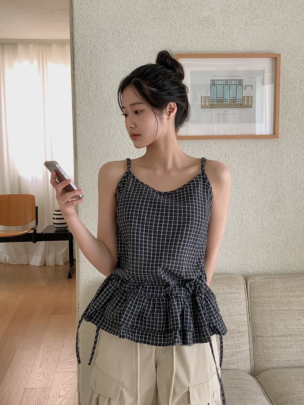 있음 밖으로 한국 chic 여름 새로운 프랑스식 디자인 센스 프릴 펌프 로프 스트랩 행침 셔츠 이미지 3