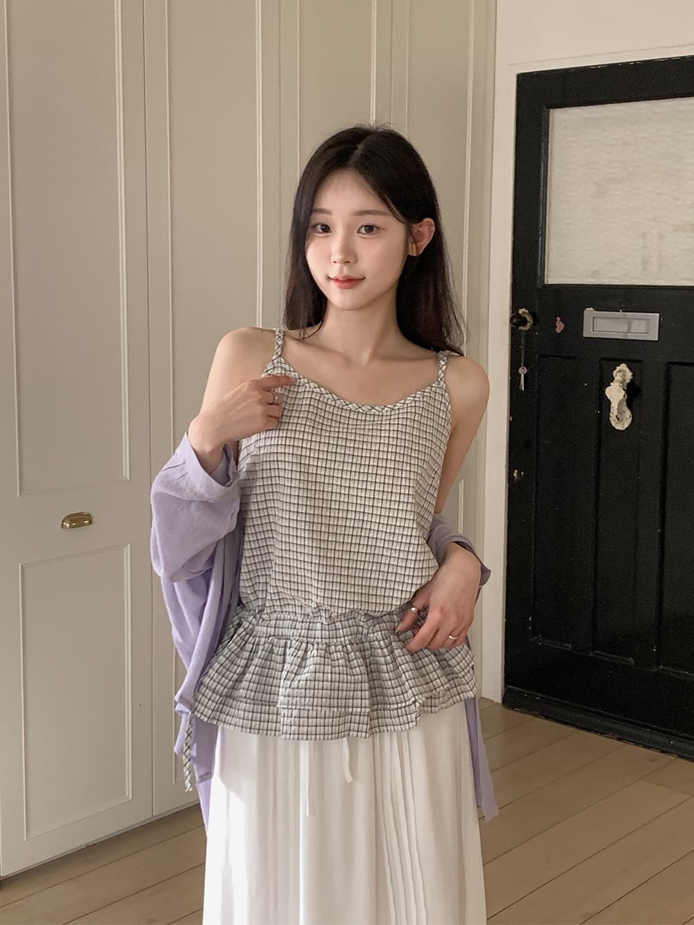 있음 밖으로 한국 chic 여름 새로운 프랑스식 디자인 센스 프릴 펌프 로프 스트랩 행침 셔츠 상세 이미지 6