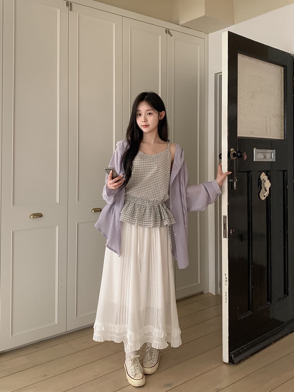있음 밖으로 한국 chic 여름 새로운 프랑스식 디자인 센스 프릴 펌프 로프 스트랩 행침 셔츠 상세 이미지 13