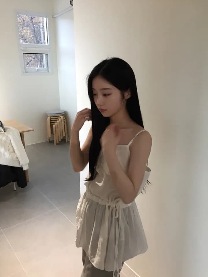 있음 밖으로 2026 이른 봄 새로운 품격 우아함 펌프 로프 연꽃 잎 캐미솔 상세 이미지 4