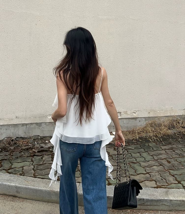 재고 있음 슈퍼 아름다움 레이스 불규칙 슬립 수준 조끼 단색 연꽃 잎 레이스 연령 감소 슬림해 보이는 캐미솔 상세 이미지 20