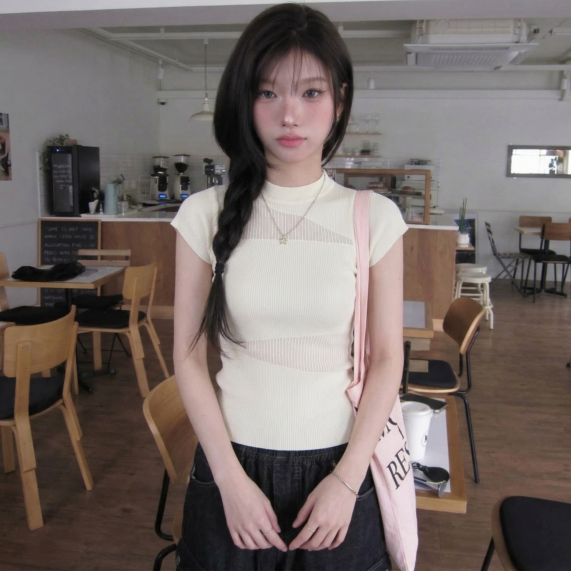 재고 있음 chic 봄 여름 다용도 니트 몸매 가꾸기 기본 셔츠 상세 이미지 3