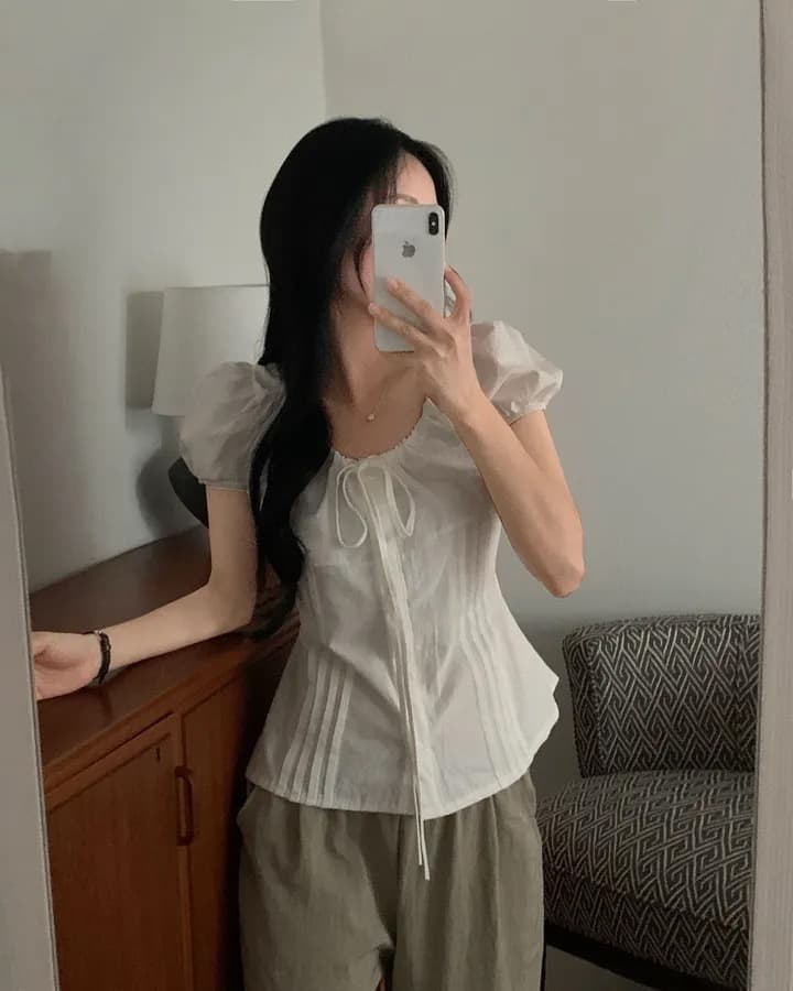 순면 있음 선적 chic 패션 레이스업 다용도 셔츠 상세 이미지 1