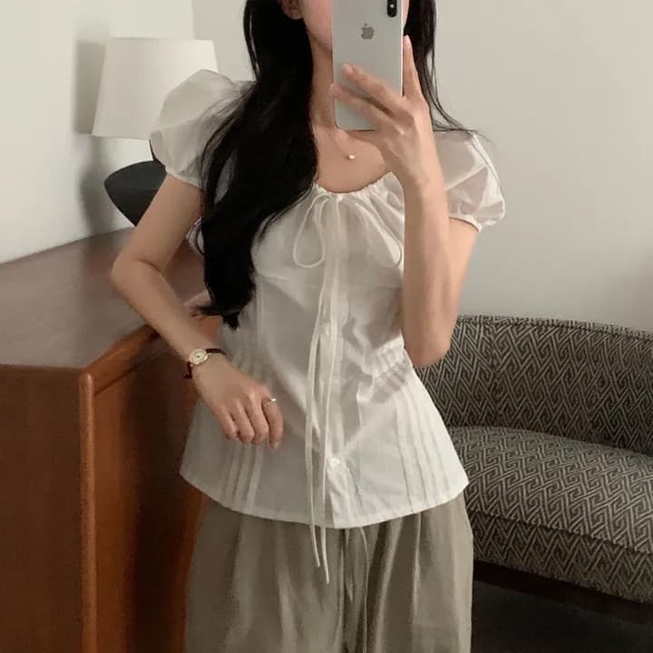 순면 있음 선적 chic 패션 레이스업 다용도 셔츠 상세 이미지 3