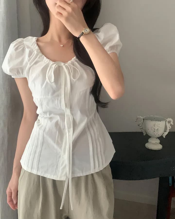 순면 있음 선적 chic 패션 레이스업 다용도 셔츠 상세 이미지 12