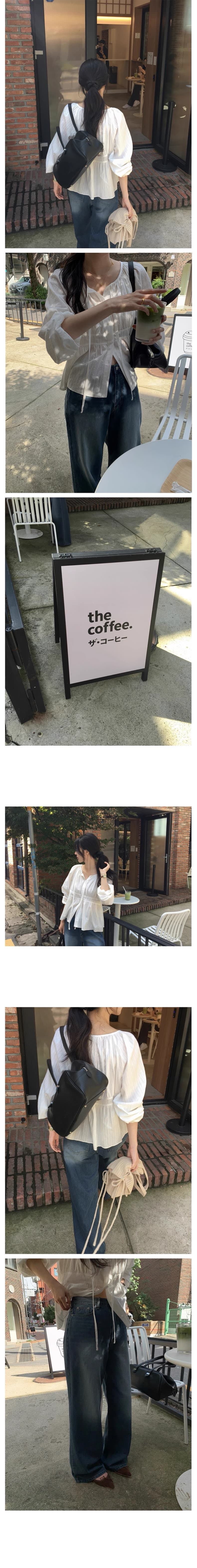 재고 있음 chic 품격 V넥 스트랩 긴팔 자카드 여성 셔츠 작은 키 인형 셔츠 상세 이미지 8