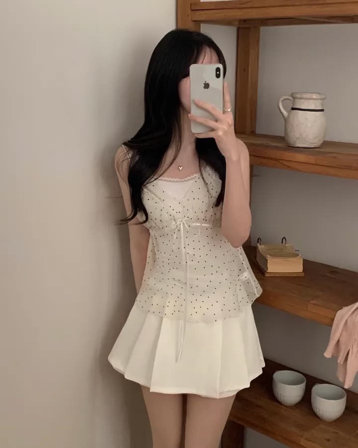 재고 있음 chic 패션 레이스 슬립 작은 셔츠 상세 이미지 3