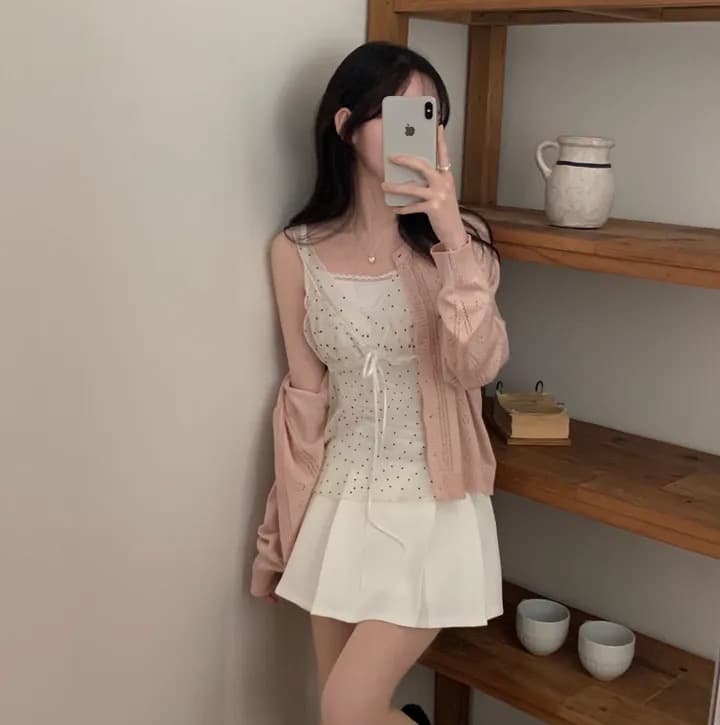 재고 있음 chic 패션 레이스 슬립 작은 셔츠 상세 이미지 5