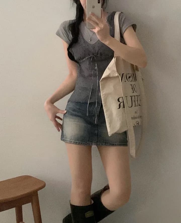 재고 있음 chic 패션 레이스 슬립 작은 셔츠 상세 이미지 12
