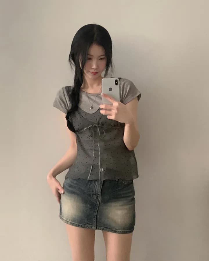 재고 있음 chic 패션 레이스 슬립 작은 셔츠 상세 이미지 17