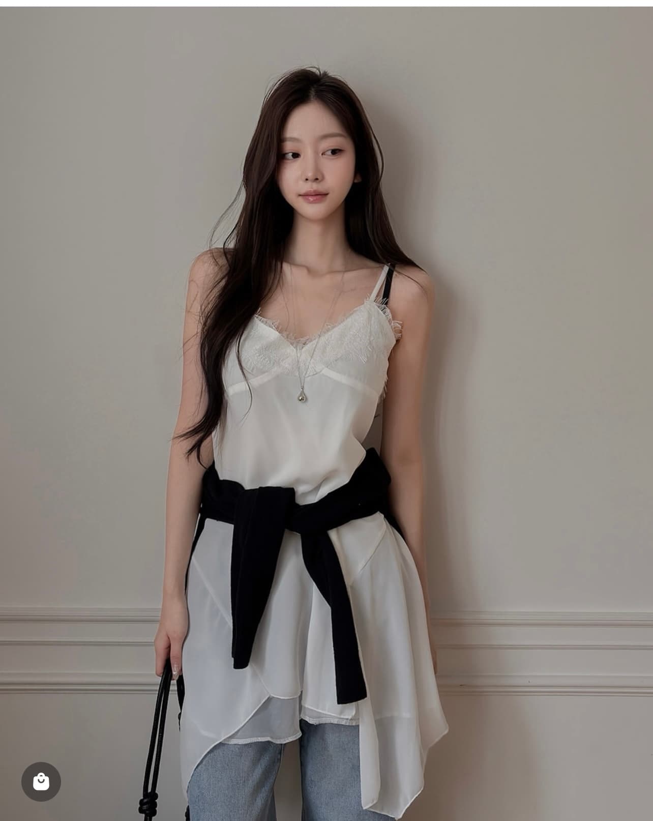 재고 있음 chic 레이스 캐미솔 불규칙 밑단 만나는 조끼 여성