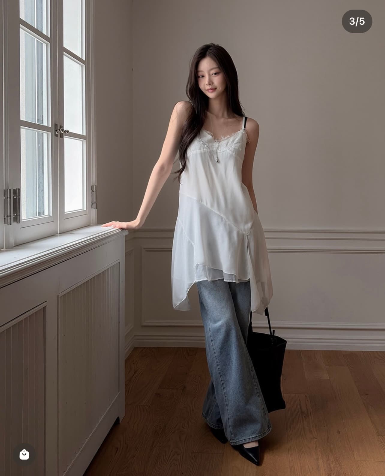 재고 있음 chic 레이스 캐미솔 불규칙 밑단 만나는 조끼 여성 상세 이미지 6