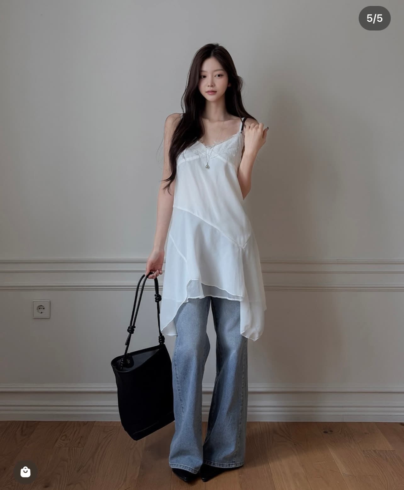 재고 있음 chic 레이스 캐미솔 불규칙 밑단 만나는 조끼 여성 상세 이미지 7
