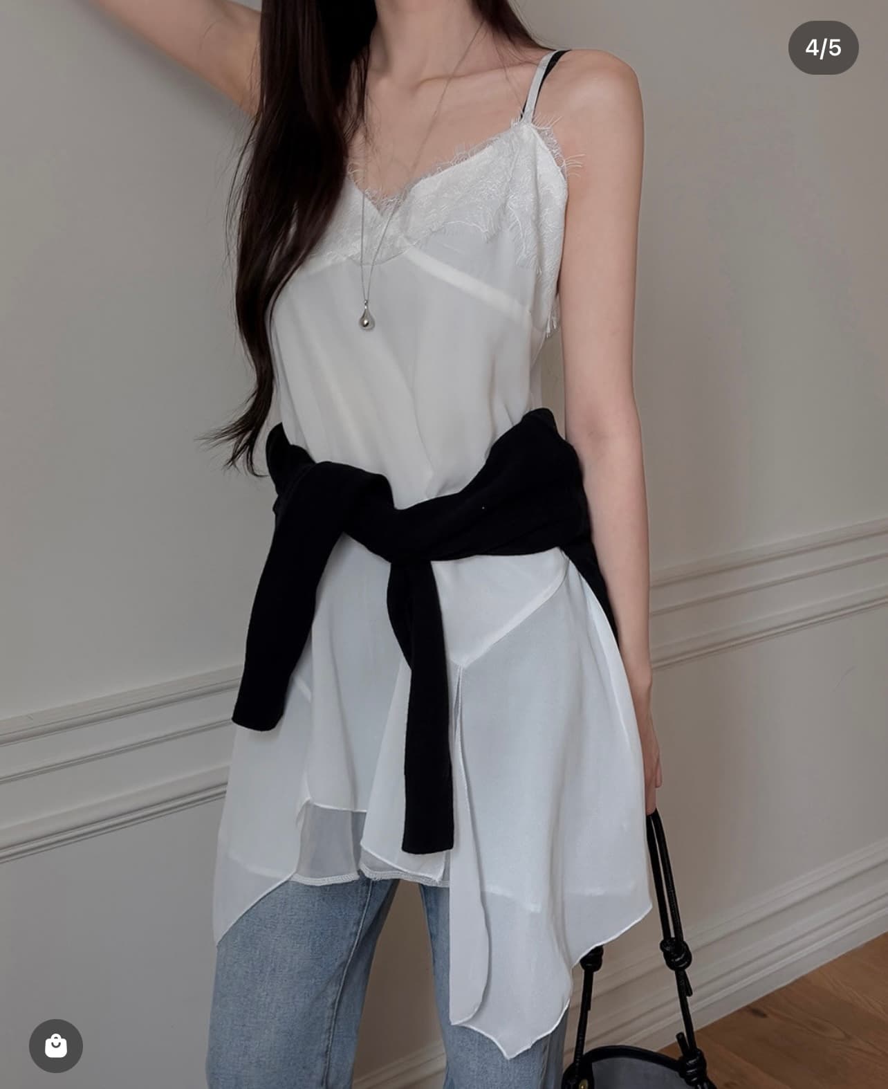 재고 있음 chic 레이스 캐미솔 불규칙 밑단 만나는 조끼 여성 상세 이미지 8